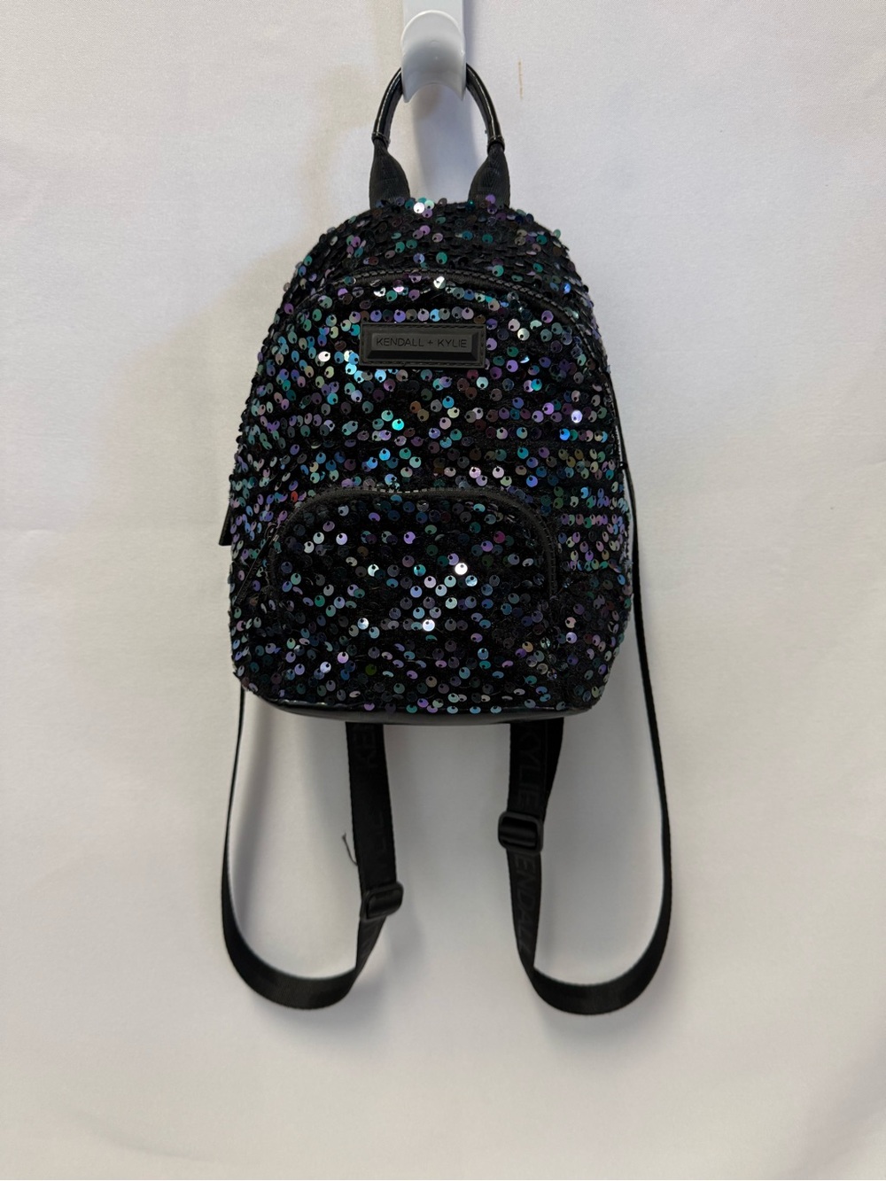 Kendall & Kylie Black Iridescent Sequin Mini Backpack